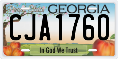 GA license plate CJA1760