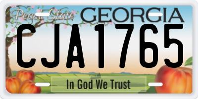 GA license plate CJA1765