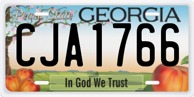 GA license plate CJA1766