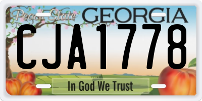 GA license plate CJA1778