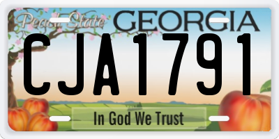GA license plate CJA1791