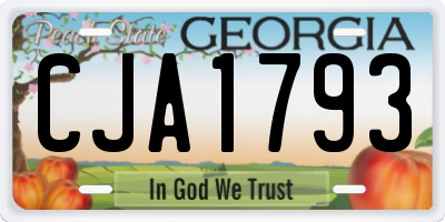 GA license plate CJA1793