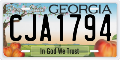 GA license plate CJA1794