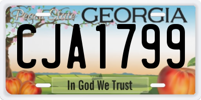 GA license plate CJA1799