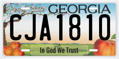 GA license plate CJA1810