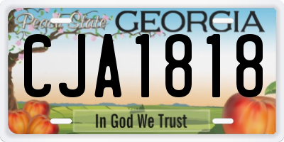 GA license plate CJA1818
