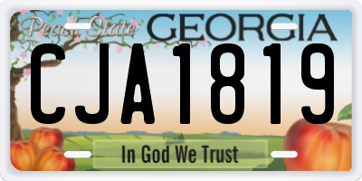GA license plate CJA1819