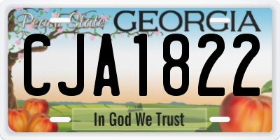 GA license plate CJA1822