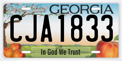 GA license plate CJA1833