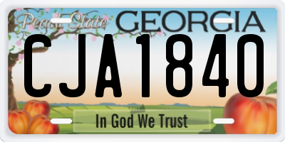 GA license plate CJA1840