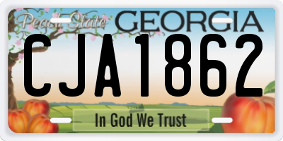 GA license plate CJA1862
