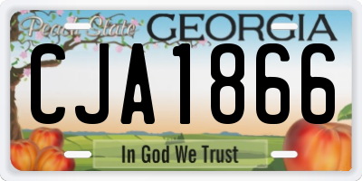 GA license plate CJA1866