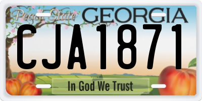 GA license plate CJA1871