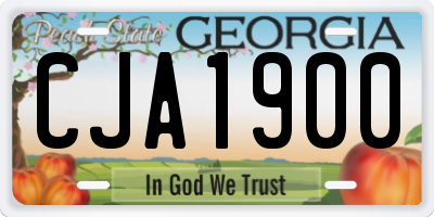 GA license plate CJA1900