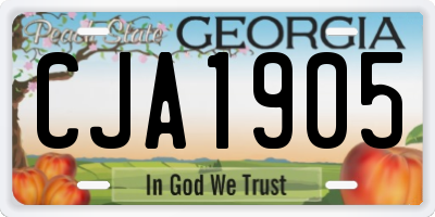 GA license plate CJA1905
