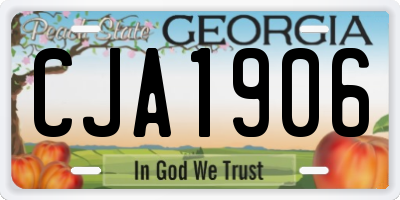 GA license plate CJA1906