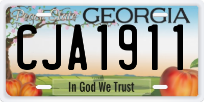 GA license plate CJA1911