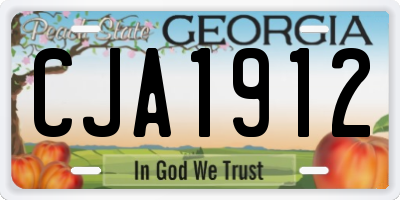 GA license plate CJA1912