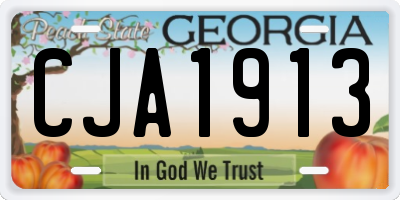 GA license plate CJA1913