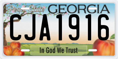 GA license plate CJA1916
