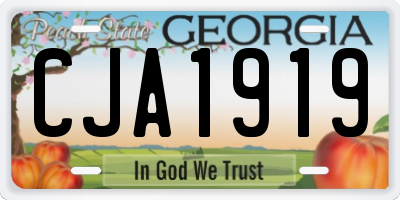 GA license plate CJA1919