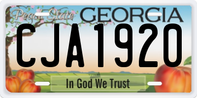 GA license plate CJA1920