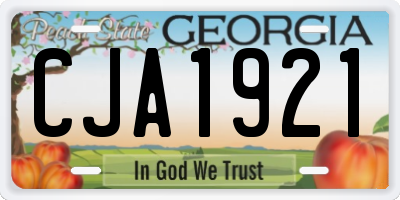 GA license plate CJA1921