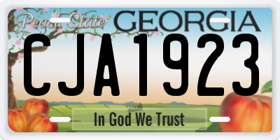 GA license plate CJA1923