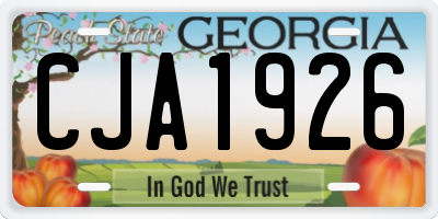 GA license plate CJA1926
