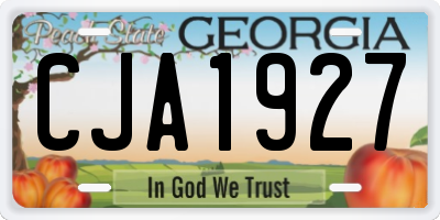 GA license plate CJA1927