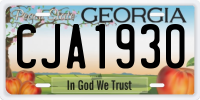 GA license plate CJA1930