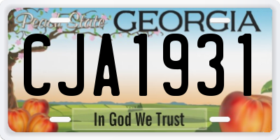 GA license plate CJA1931