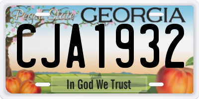 GA license plate CJA1932