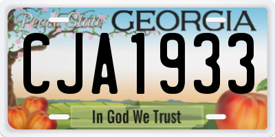 GA license plate CJA1933