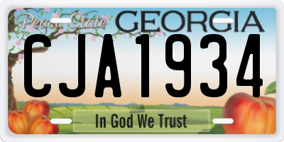GA license plate CJA1934