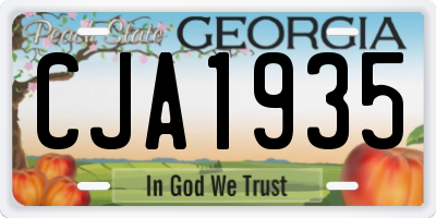 GA license plate CJA1935