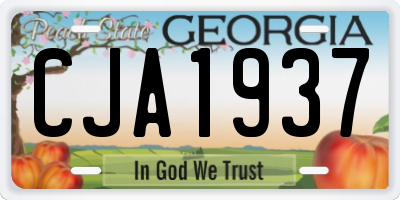 GA license plate CJA1937