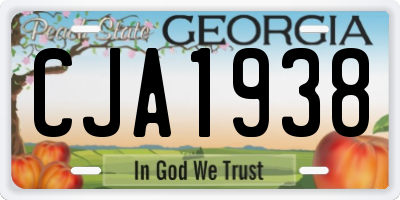 GA license plate CJA1938