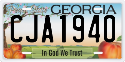 GA license plate CJA1940