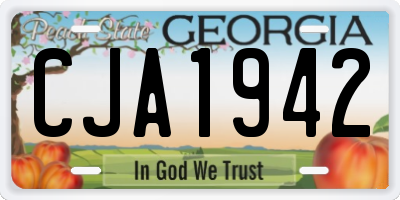GA license plate CJA1942