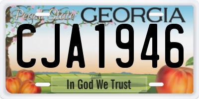 GA license plate CJA1946