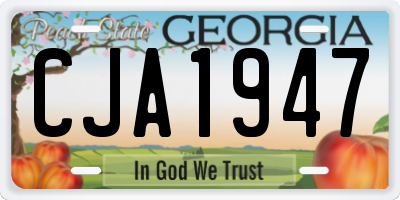GA license plate CJA1947