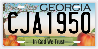 GA license plate CJA1950