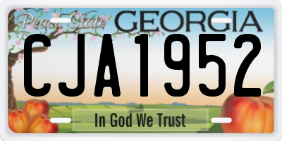 GA license plate CJA1952