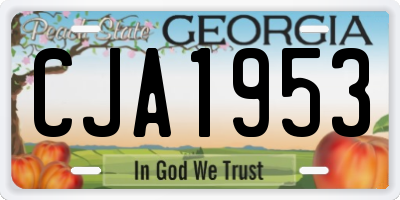 GA license plate CJA1953