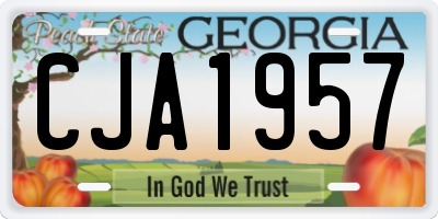 GA license plate CJA1957