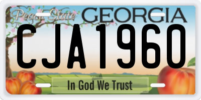 GA license plate CJA1960