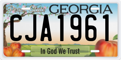 GA license plate CJA1961