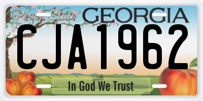 GA license plate CJA1962