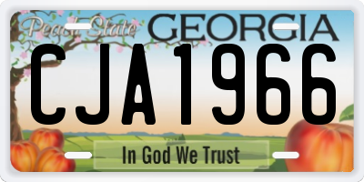 GA license plate CJA1966
